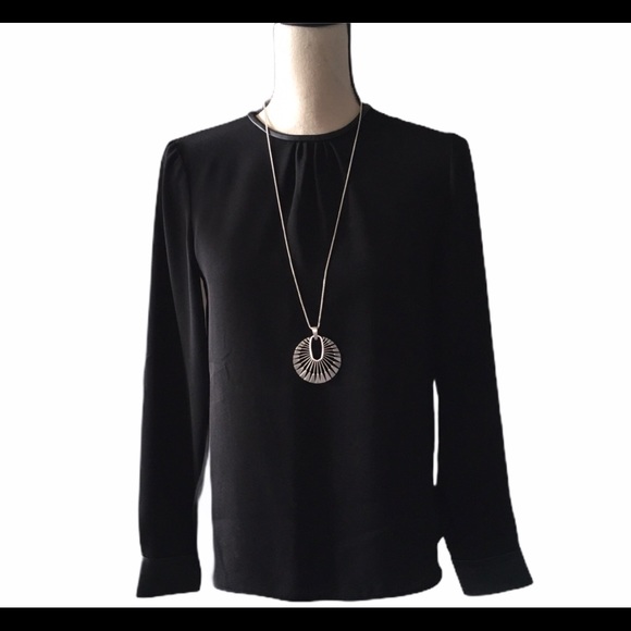 ZARA Long Sleeve Top with Leather Detail - Size XS - Picture 2 of 7
